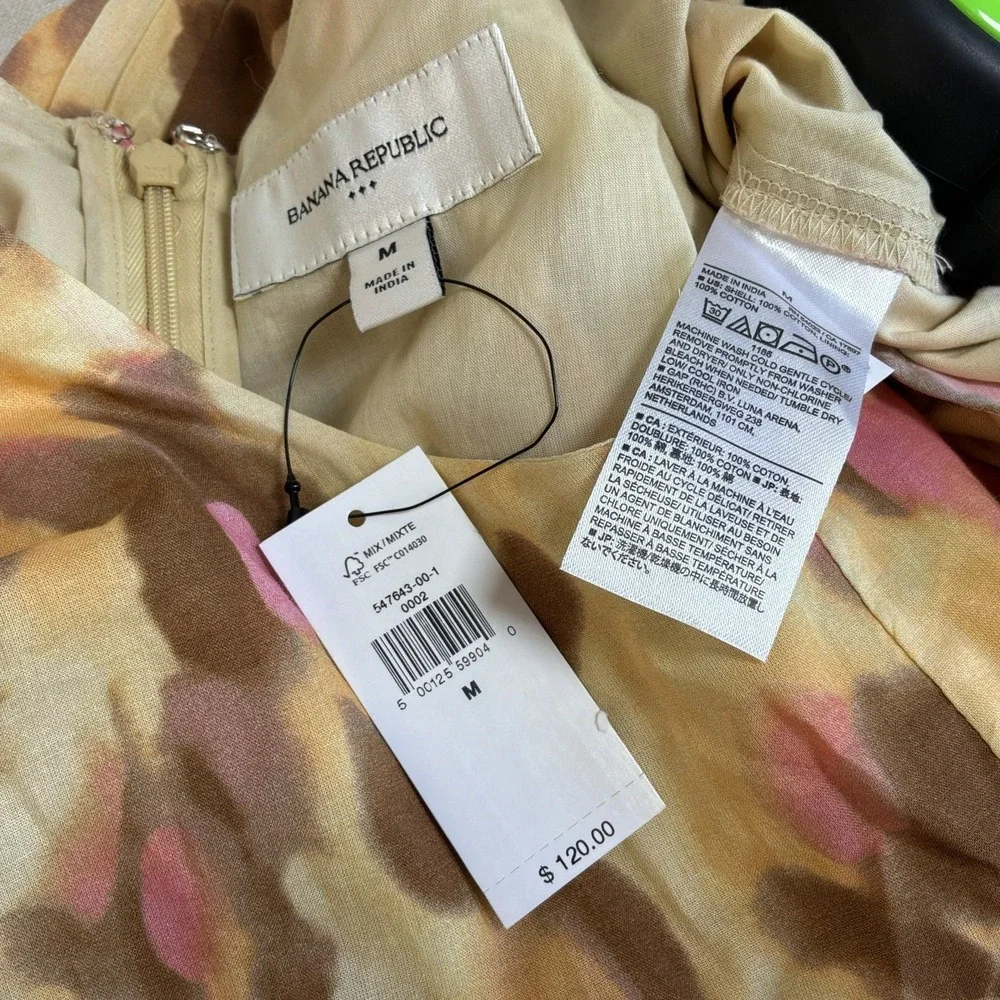 NEW Banana Republic Voile Mini Dress M Multi Dot Ruched Pockets NWT - Picture 8 of 8